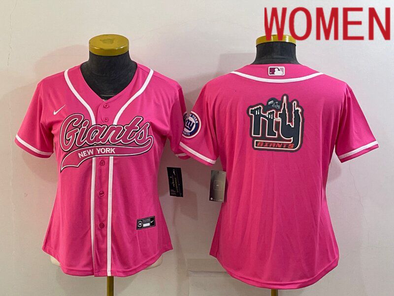 Women New York Giants Blank Pink 2022 Nike Co branded NFL Jerseys->women nfl jersey->Women Jersey